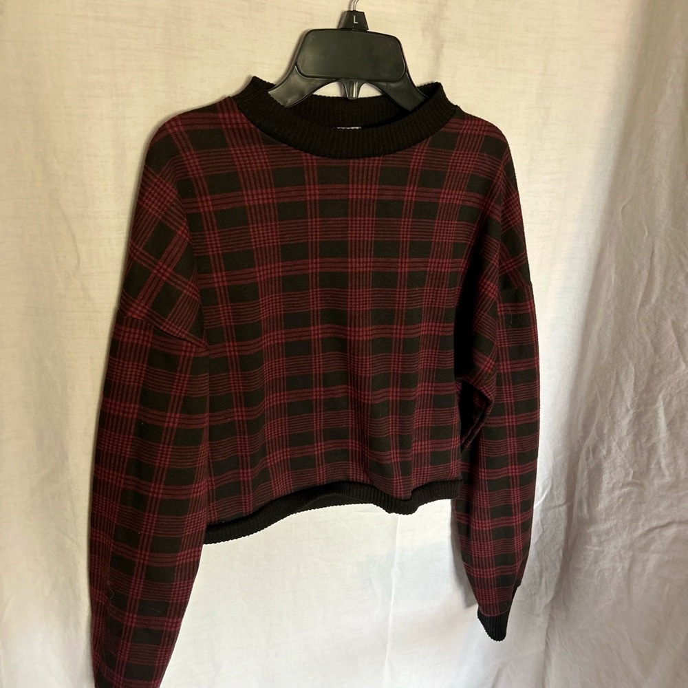 Haley & June plaid sweater and mid skirt set